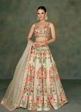 Tafeta Silk Lehenga Choli in Beige Colour